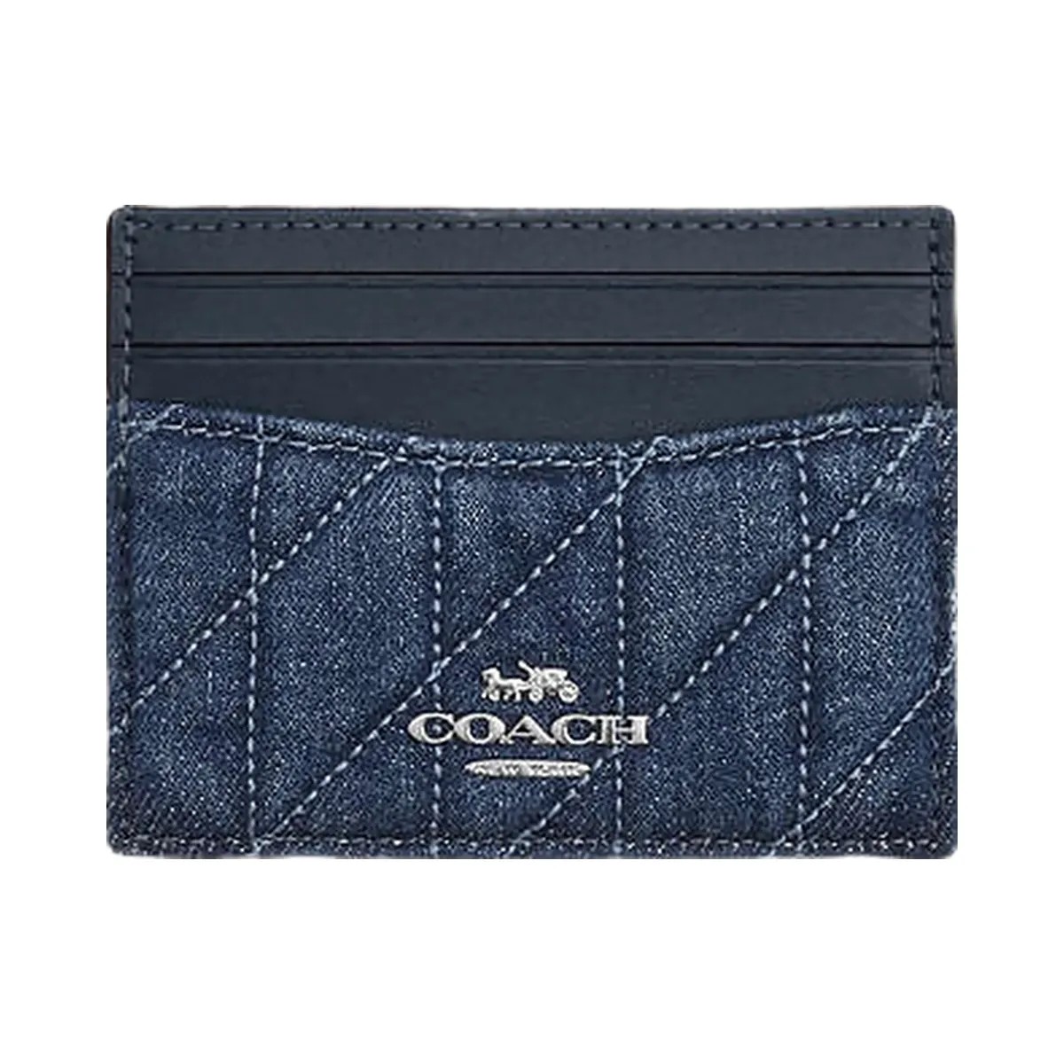 Coach Slim Id Card Case With Quilting Denim-Silver-Denim - HypeFly India View 2