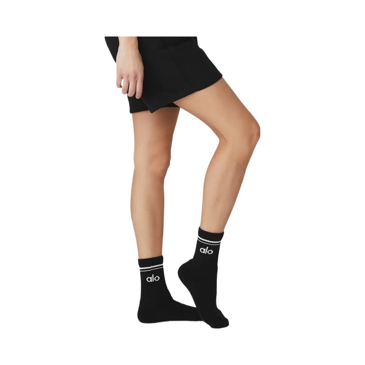 Alo Unisex Half-Crew Throwback Sock - Black/White - HypeFly India View 2