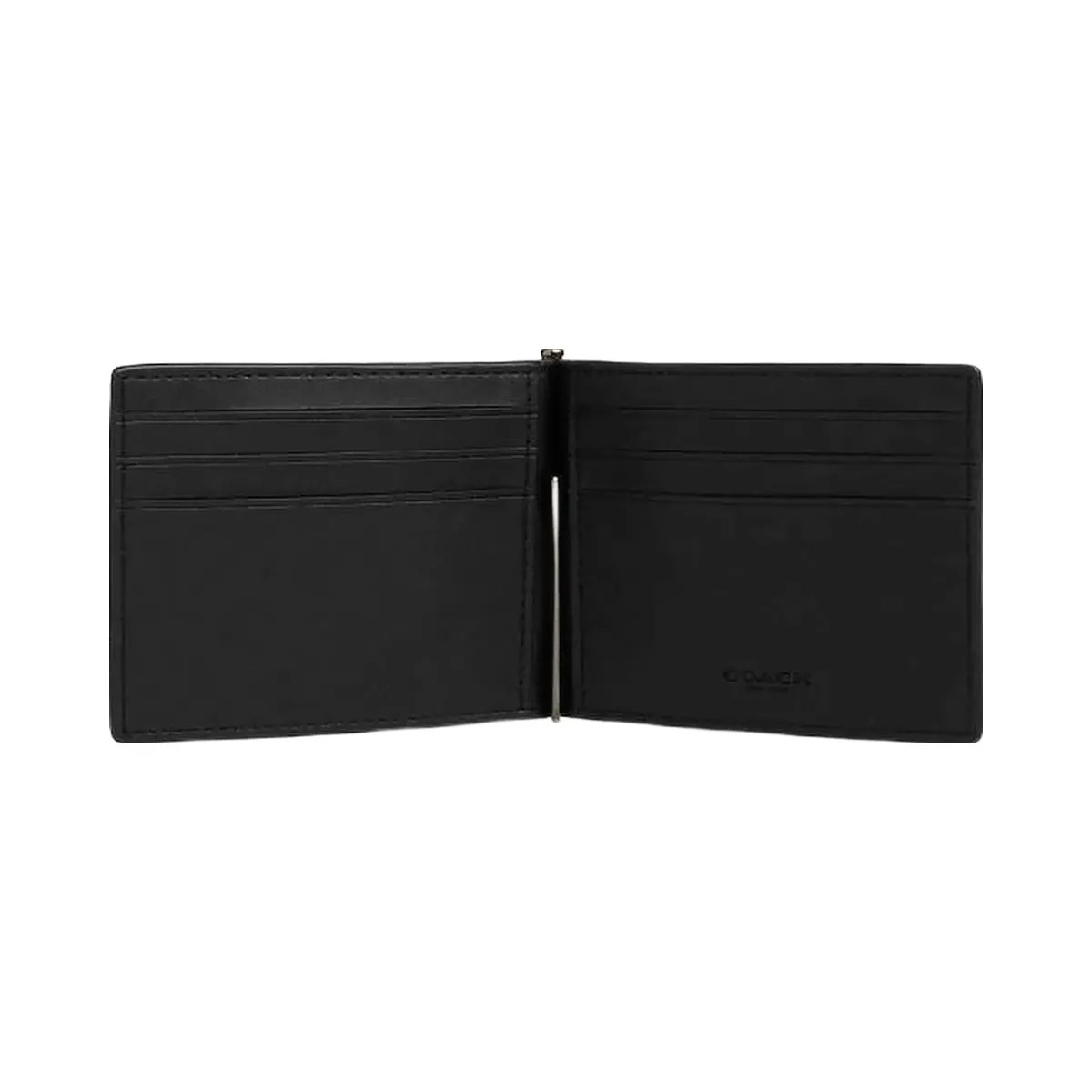 Coach Slim Money Clip Billfold Wallet In Signature Canvas Signature Canvas-Qb-Tan-Black - HypeFly India View 2