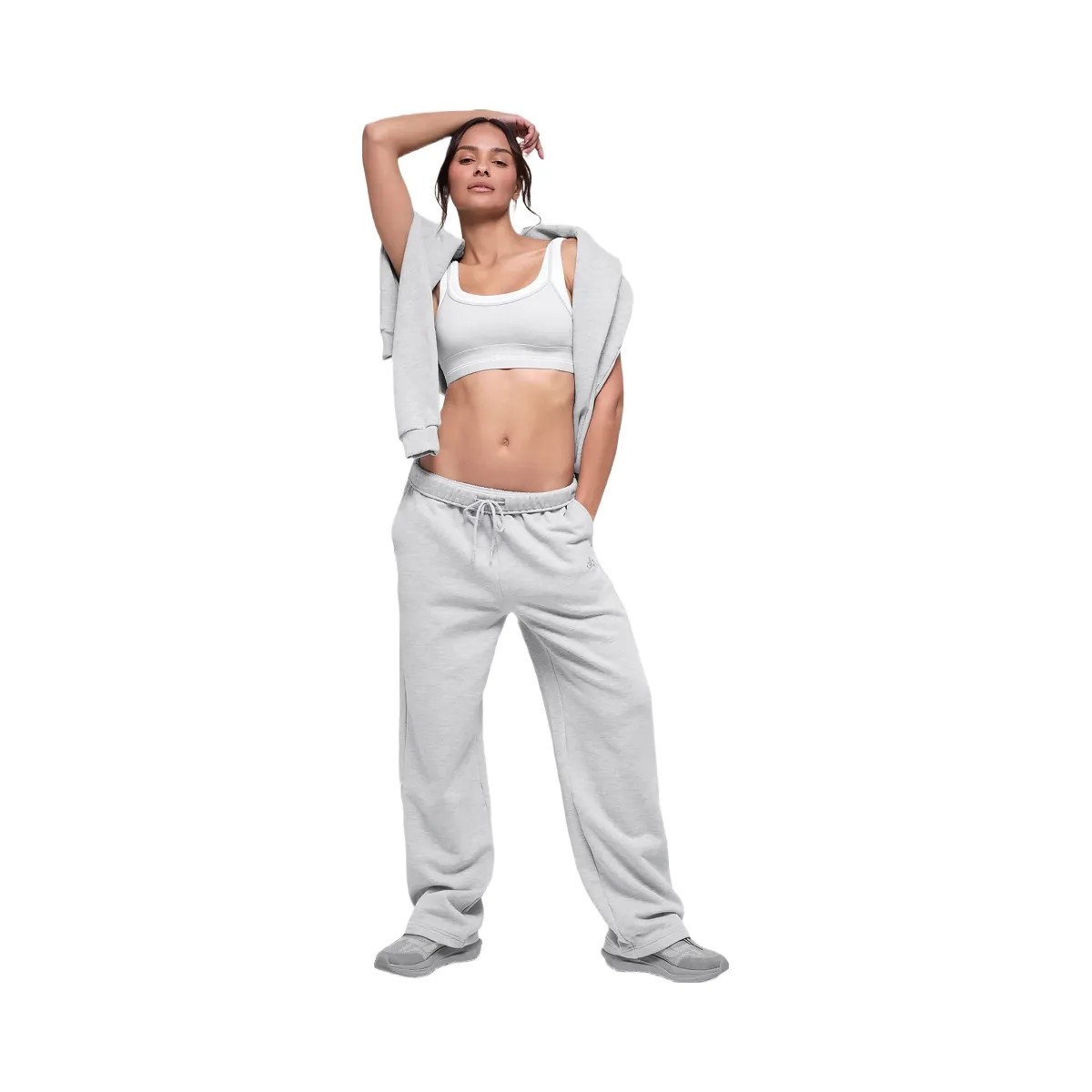 Alo Women's Accolade Straight Leg Sweatpant - Athletic Heather Grey - HypeFly India View 4