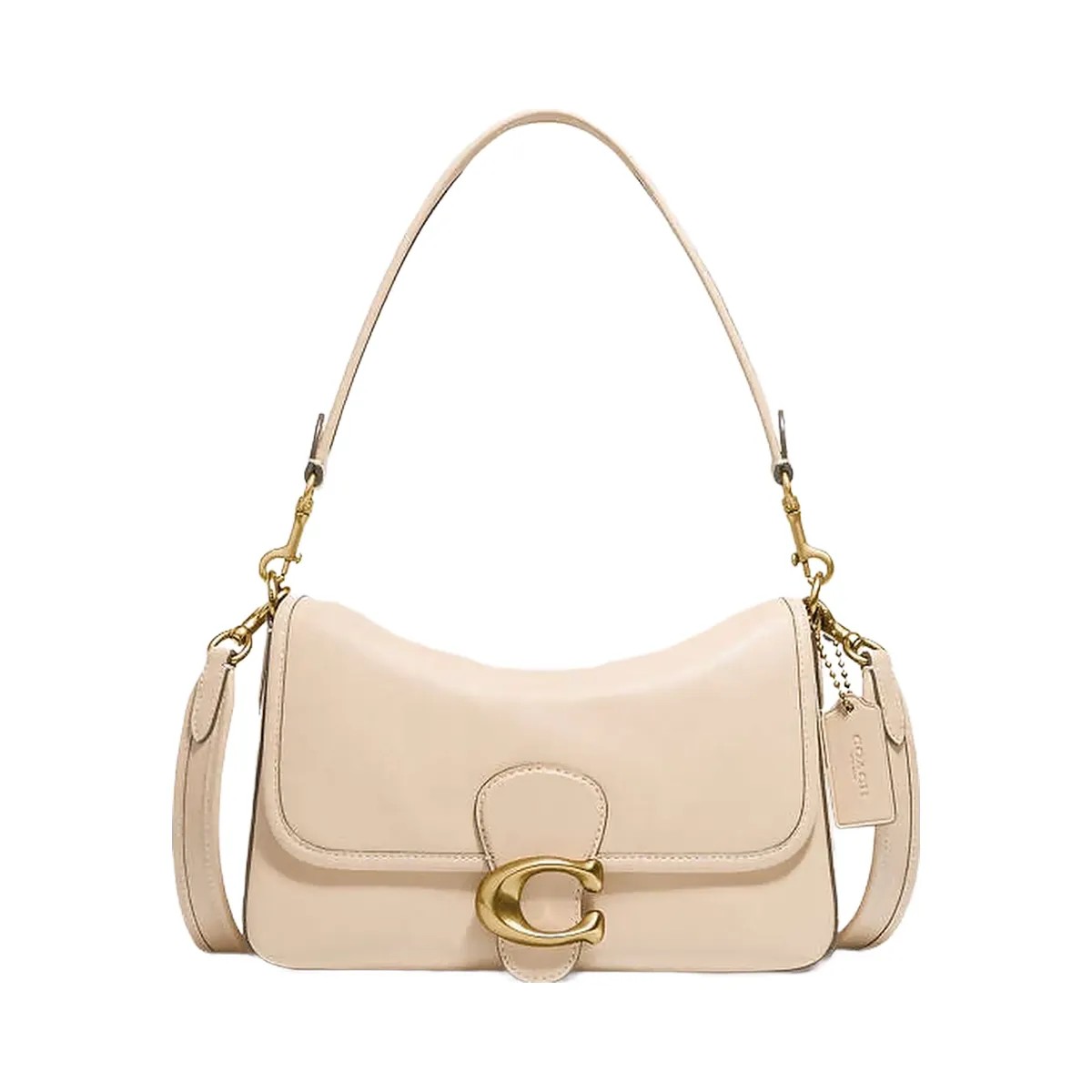 Coach Soft Tabby Shoulder Bag Smooth Leather-Brass-Ivory - HypeFly India View 1
