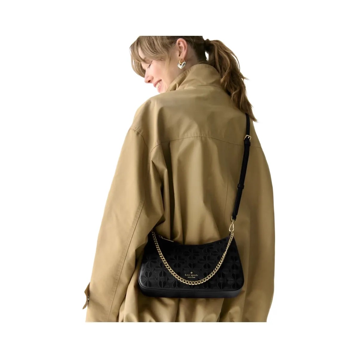 Kate Spade Flower Embroidered Medium Convertible Crossbody Black - HypeFly India View 2