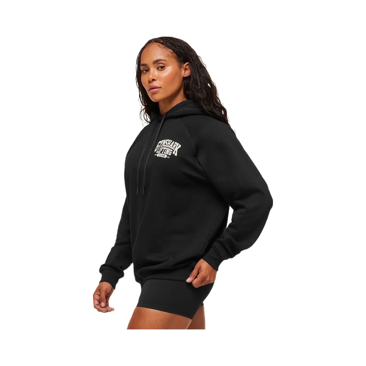 Gymshark Lifting Club Graphic Oversized Hoodie - Black/Soft White - HypeFly India View 2