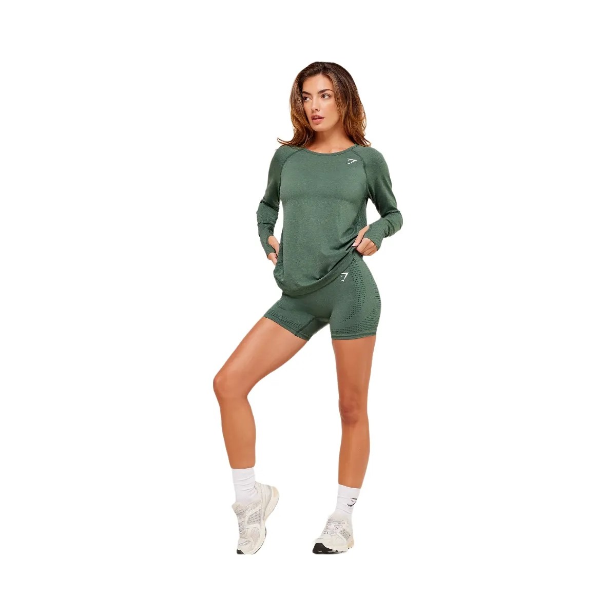 Gymshark Vital Light Long Sleeve Top - Obsidian Green Marl - HypeFly India View 6