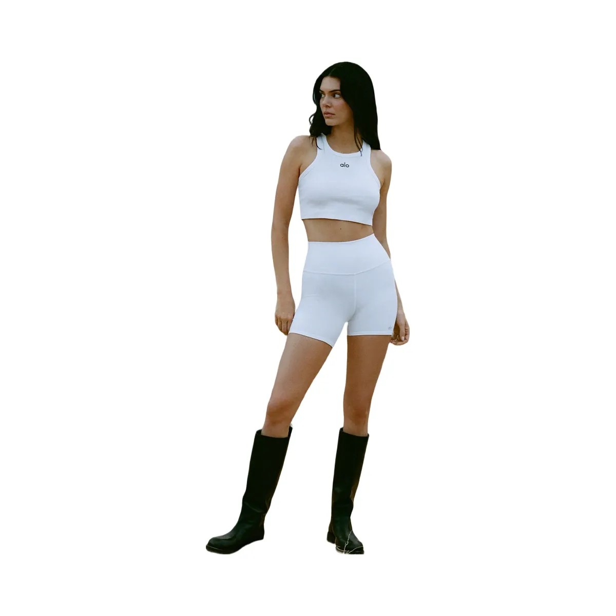 Alo Women's 5" Airbrush High-Waist Biker Short - White - HypeFly India View 6