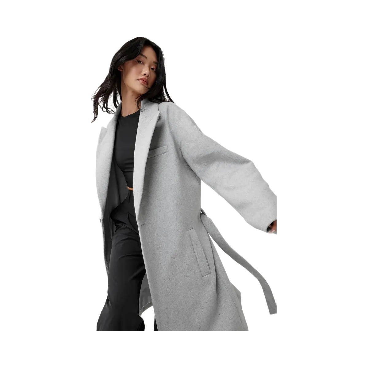 Alo Women's Wool Gameday Overcoat - Athletic Heather Grey - HypeFly India View 4