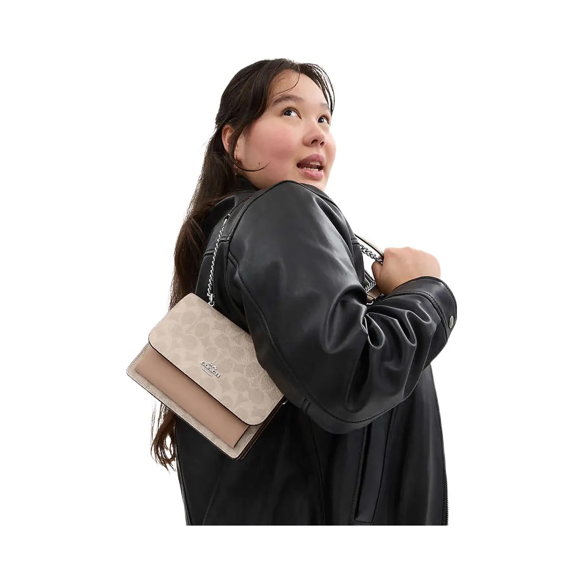 Coach Mini Klare Crossbody Bag In Signature Canvas Signature Canvas-Silver-Sand-Taupe - HypeFly India View 3