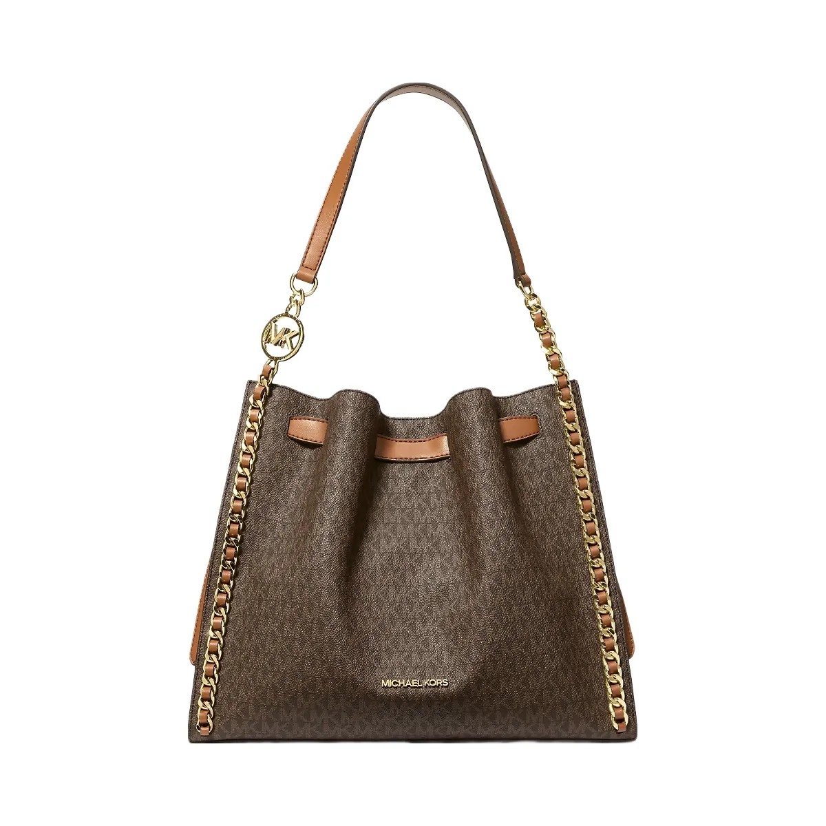 Michael Kors Mina Large Signature Logo Chain Shoulder Bag Brown - HypeFly India View 1