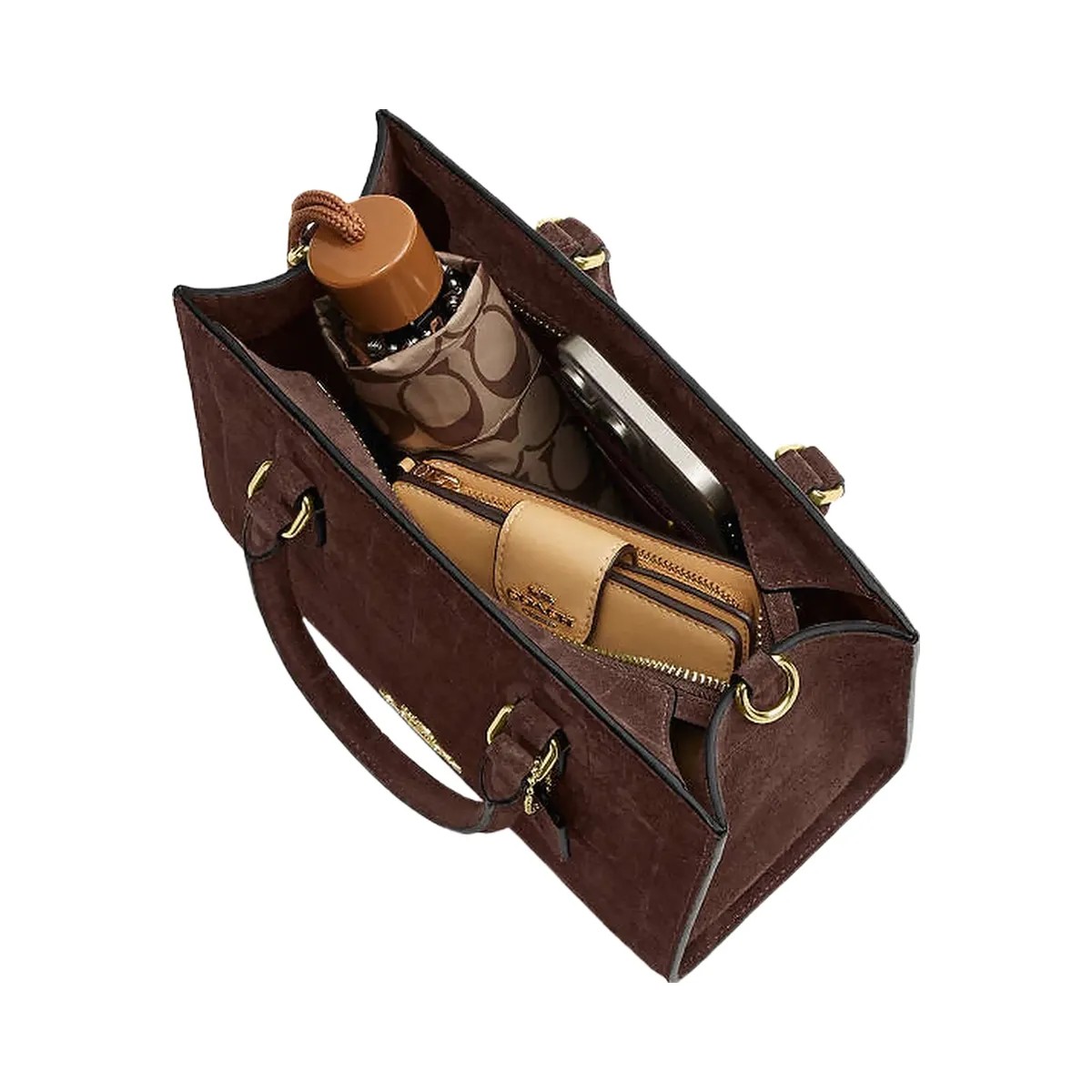 Coach Maggie Small Tote Bag Embossed Crocodile-Gold-Maple - HypeFly India View 2