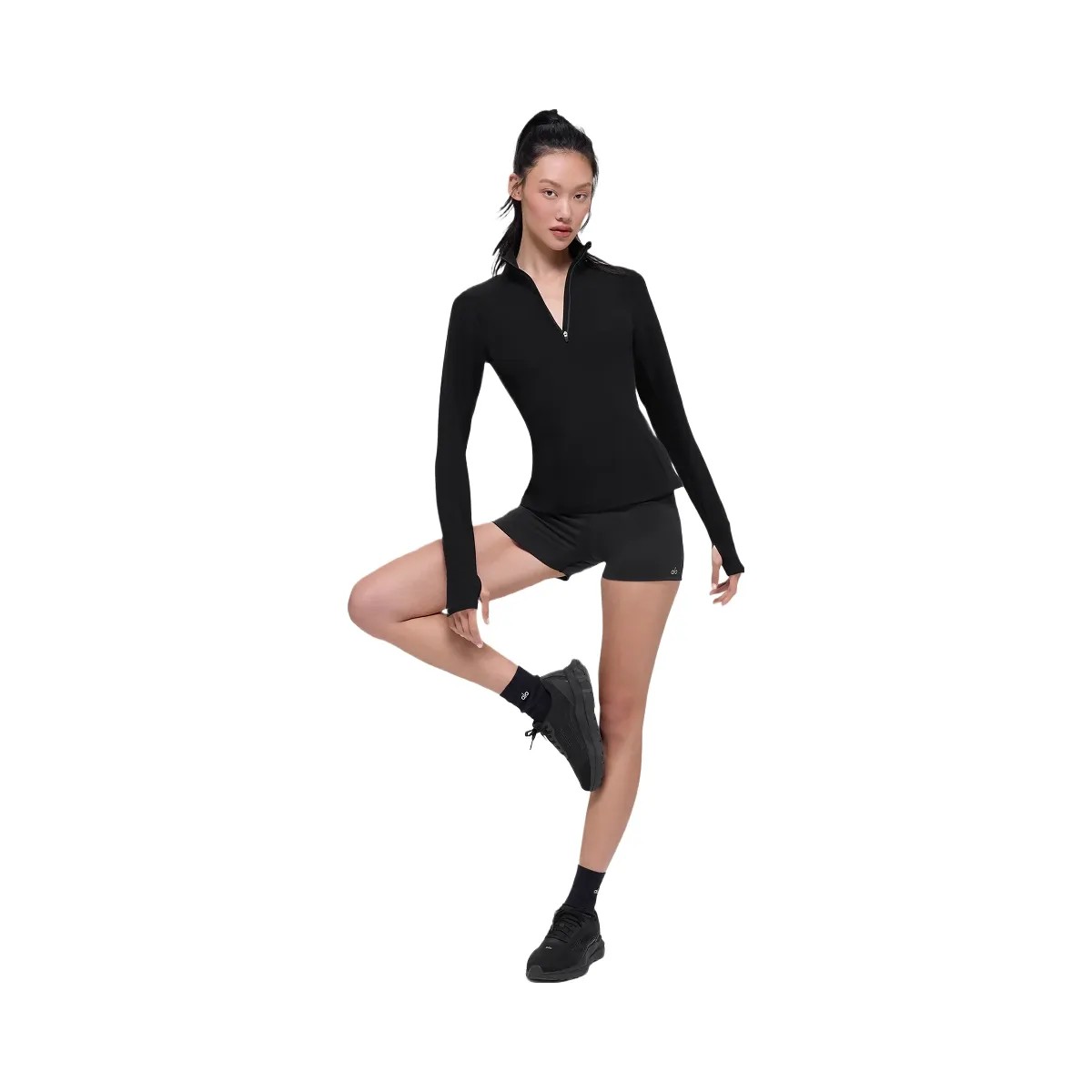 Alo Women's Alosoft 1/2 Zip Rapid Pullover - Black - HypeFly India View 1