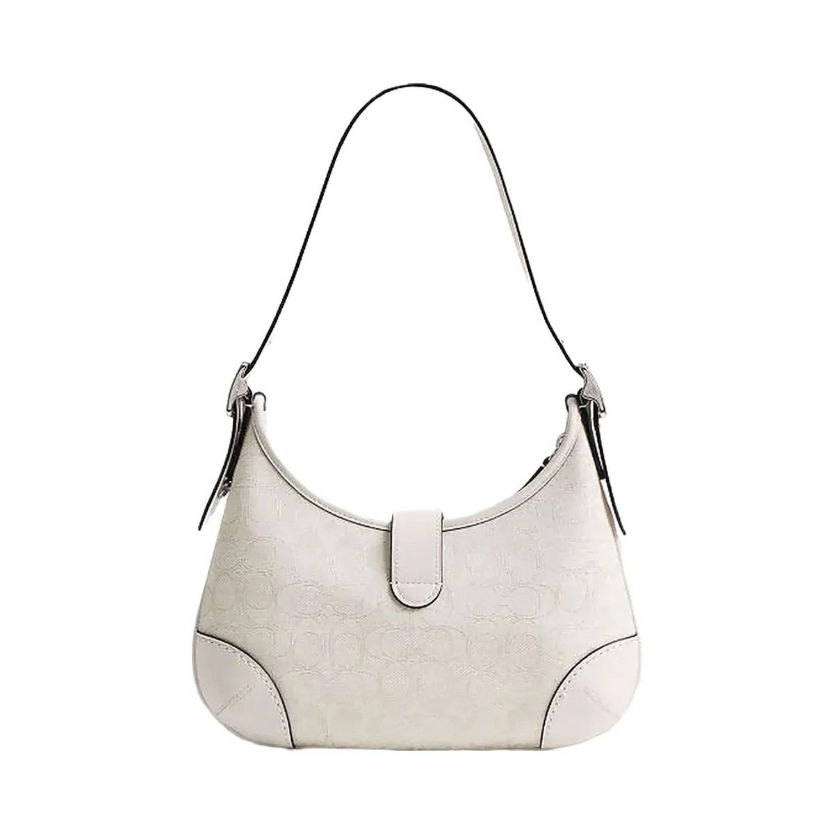 Coach Hamptons Hobo Bag In Signature Jacquard Signature Jacquard-Silver-Cloud Chalk - HypeFly India View 2