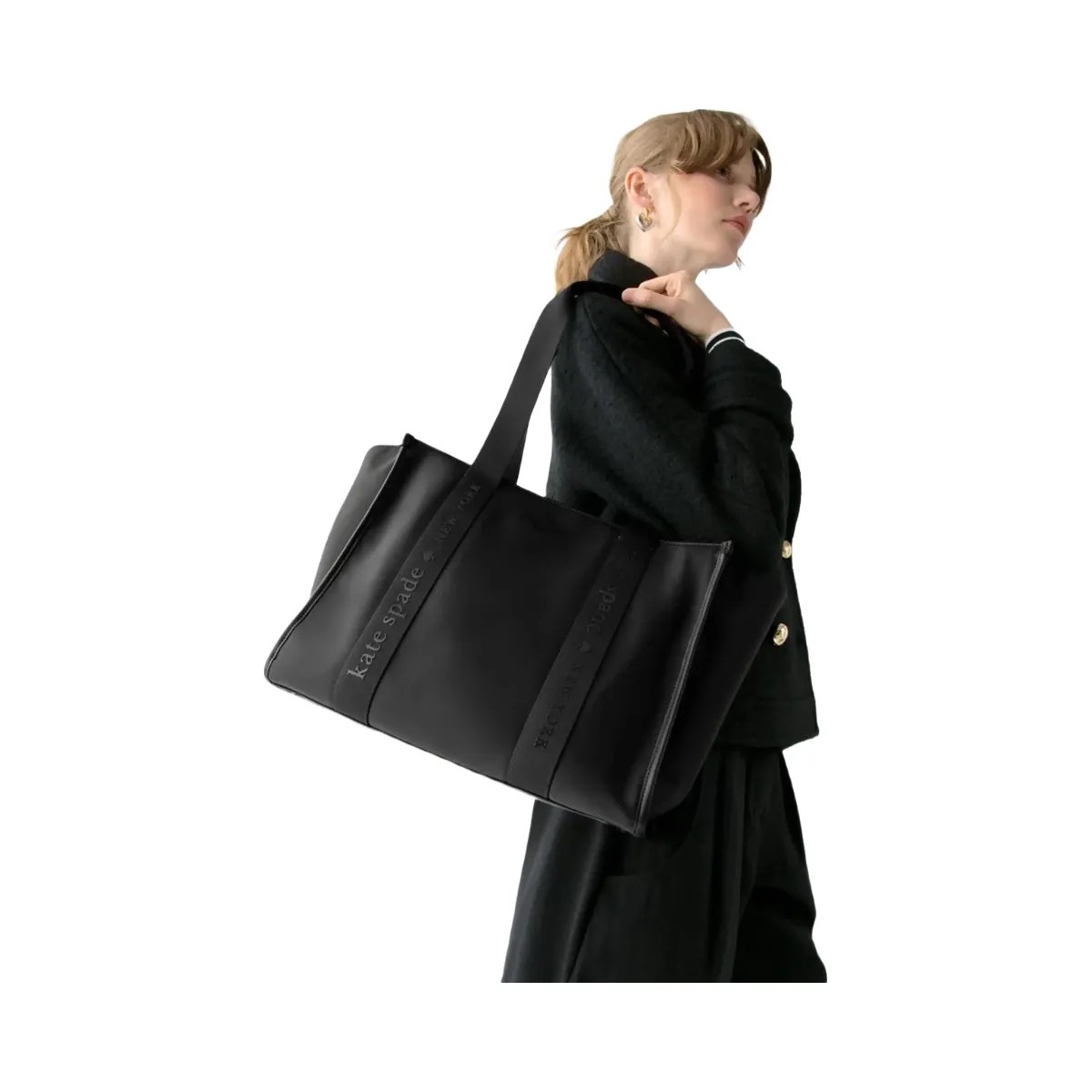 Kate Spade Kip Nylon Large Tote Black - HypeFly India View 2