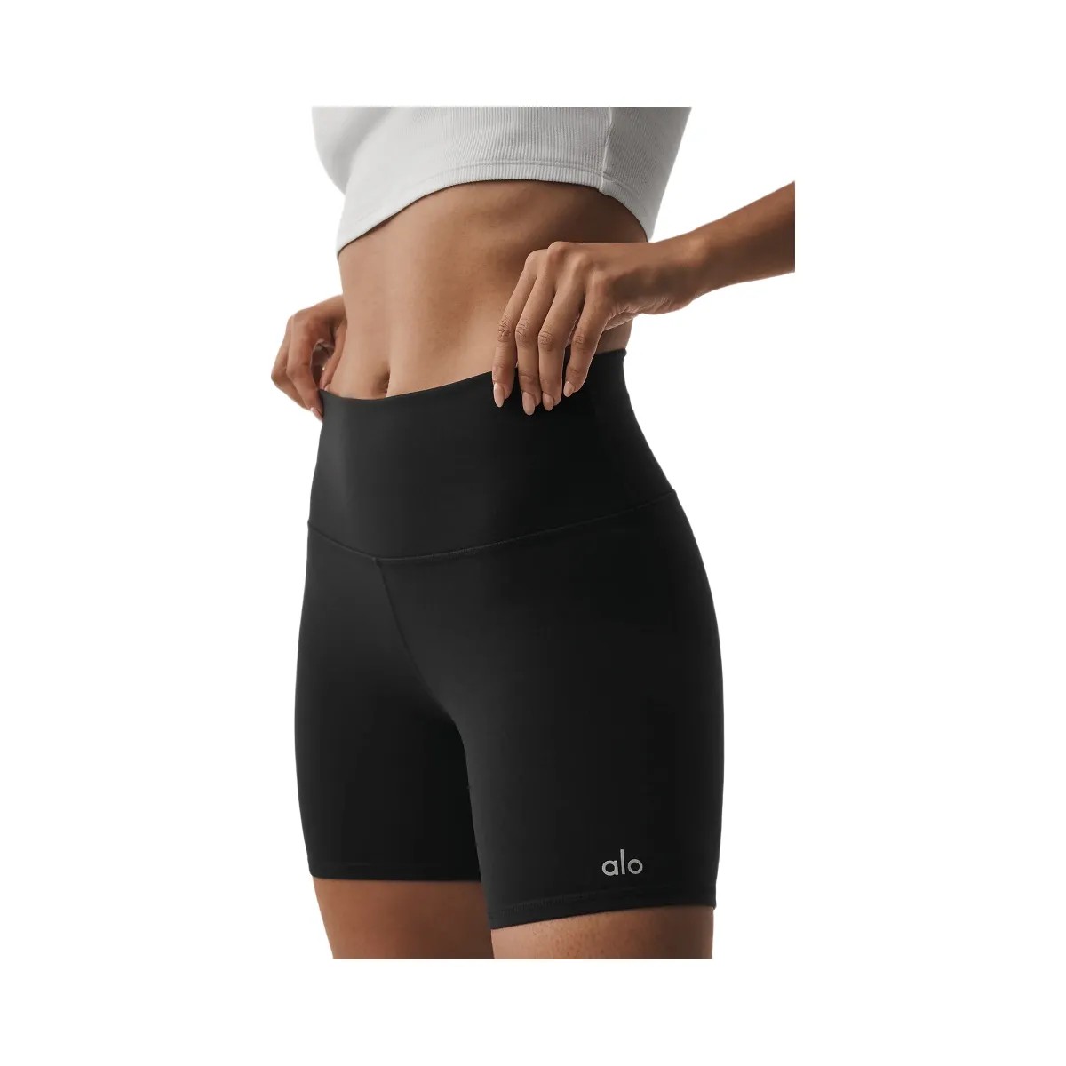 Alo Women's 5" Airbrush High-Waist Biker Short - Black - HypeFly India View 2