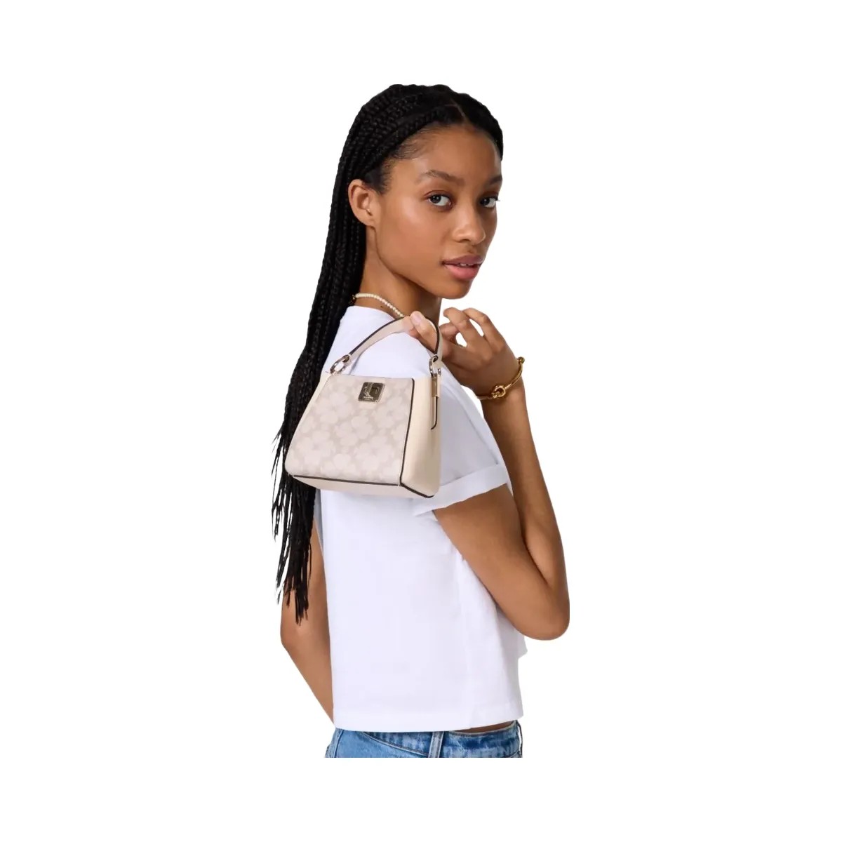 Kate Spade Flower Pvc Mini Top Handle Crossbody Dark Beige Multi - HypeFly India View 2