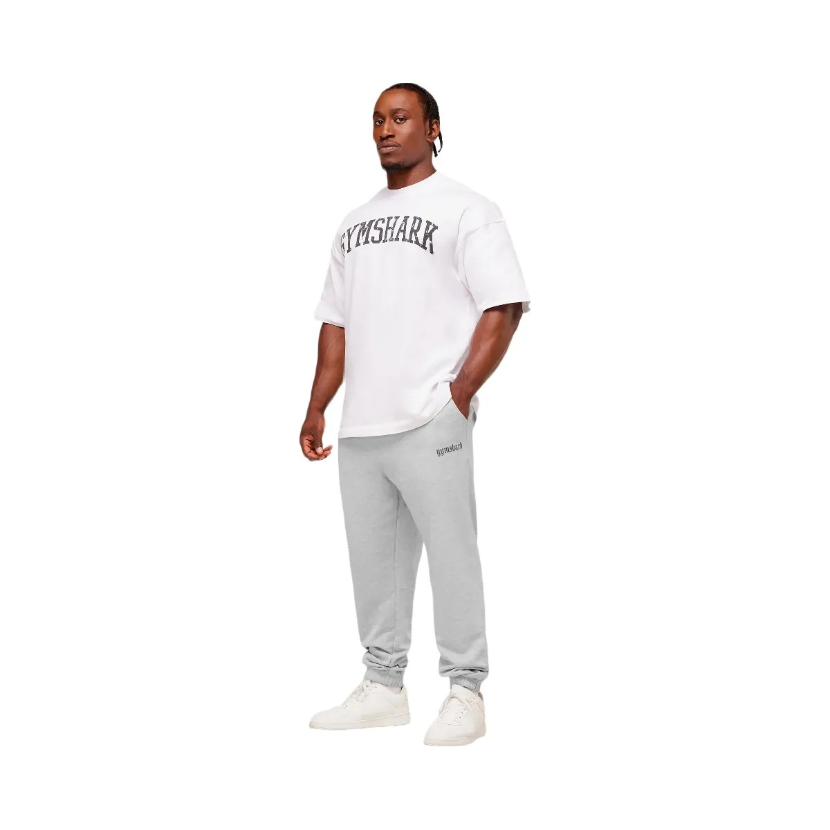 Gymshark Olde English Joggers - Soft Grey Marl - HypeFly India View 4