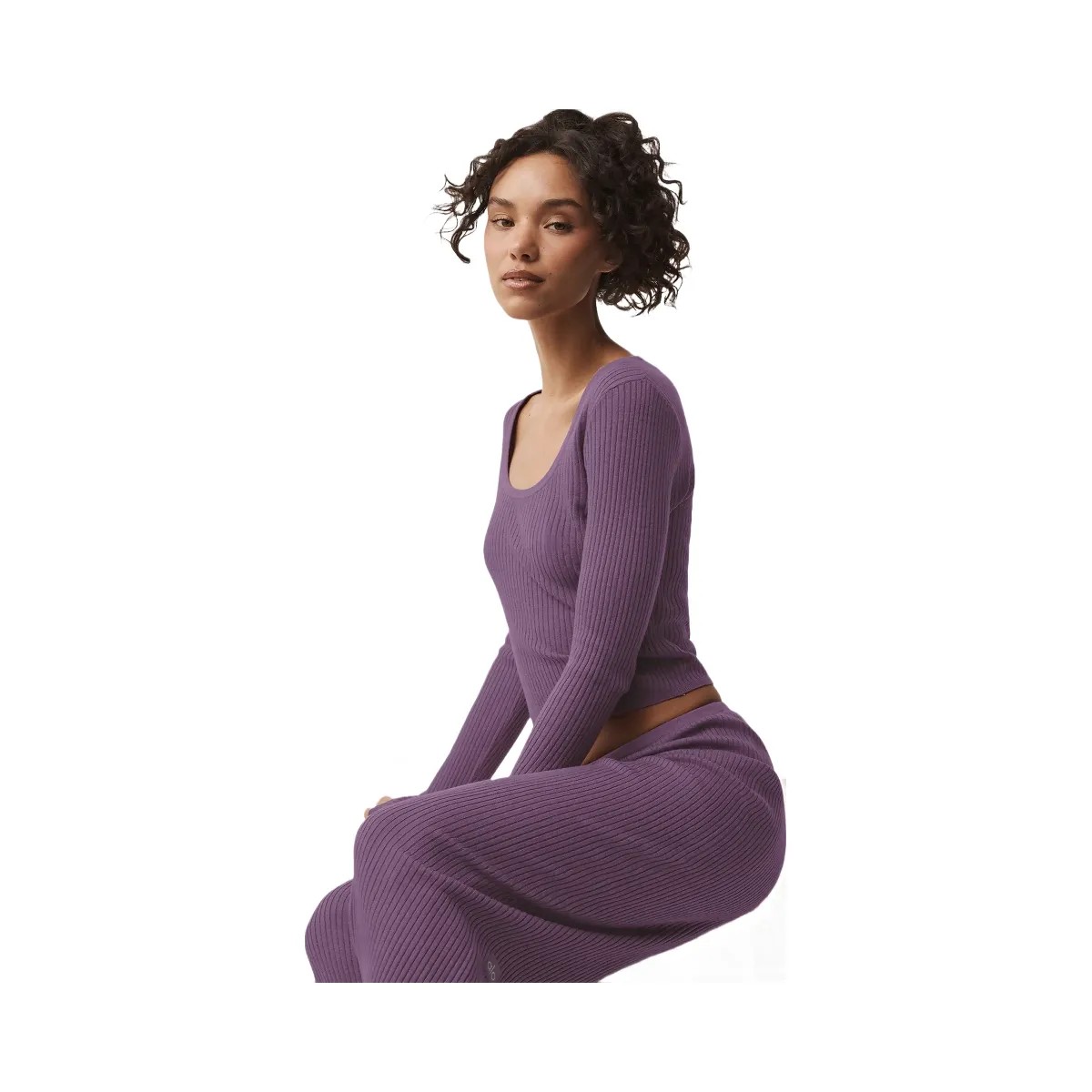 Alo Women's Sweater Knit Unwind Long Sleeve - Plum Kiss - HypeFly India View 3