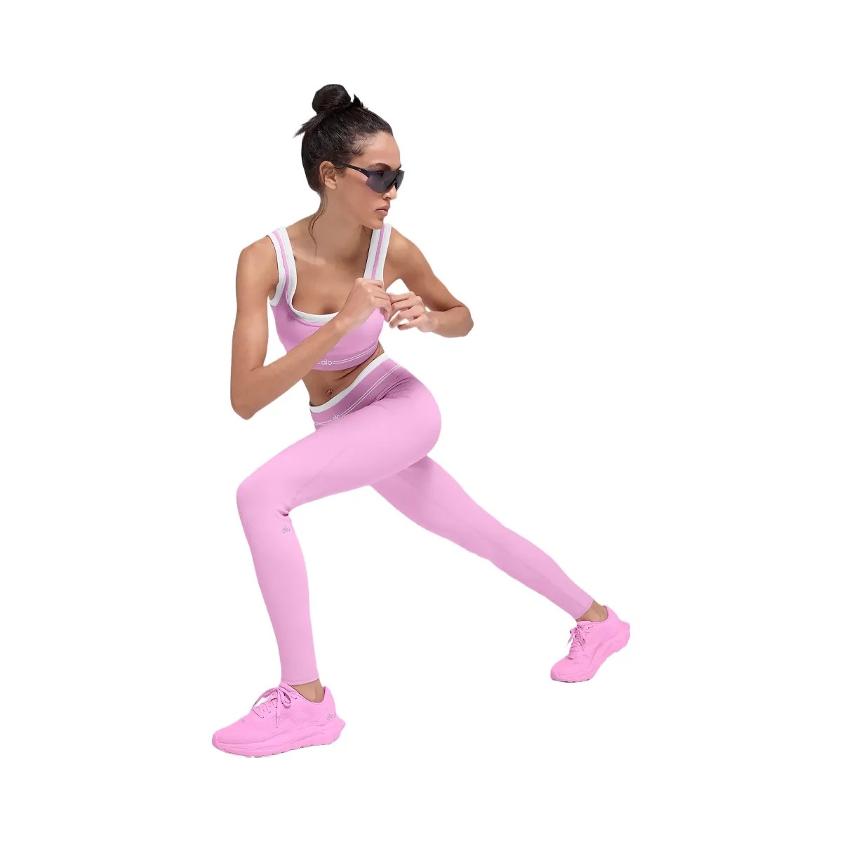 Alo Women's Airbrush High-Waist 7/8 Better Together Legging - Candy Heart Pink/White - HypeFly India View 4