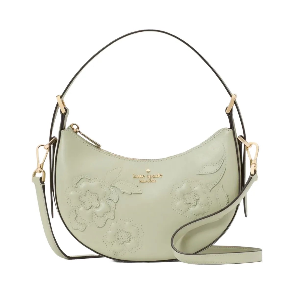Kate Spade Nova Floral Applique Crescent Shoulder Bag Sage Bundle - HypeFly India View 1