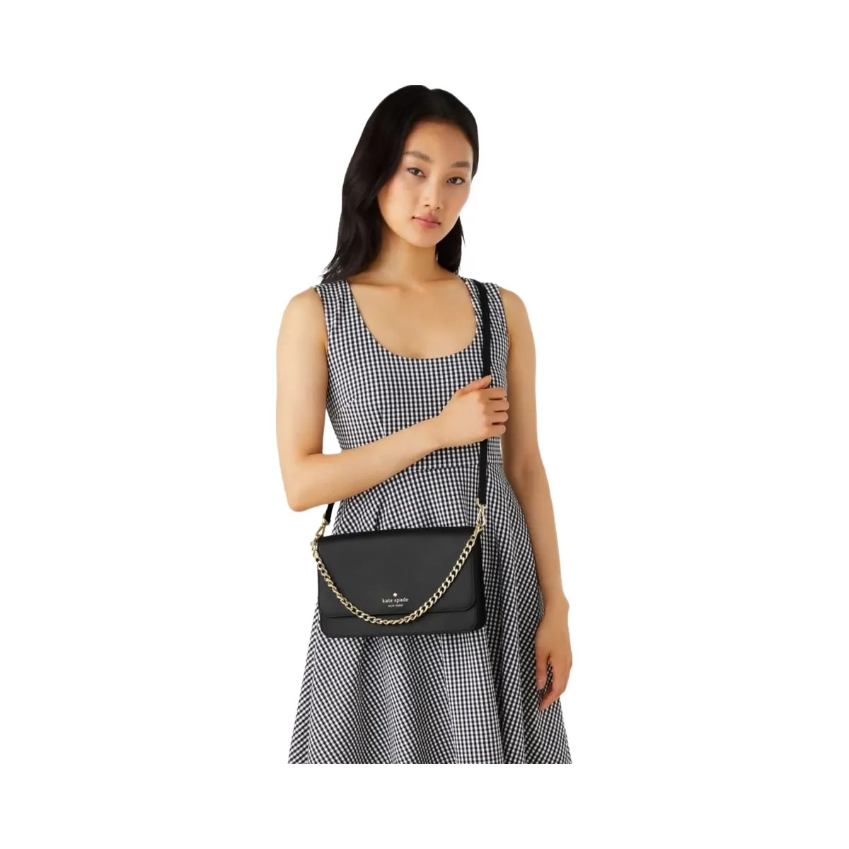 Kate Spade Madison Willow Medium Flap Convertible Crossbody Purse Black - HypeFly India View 2