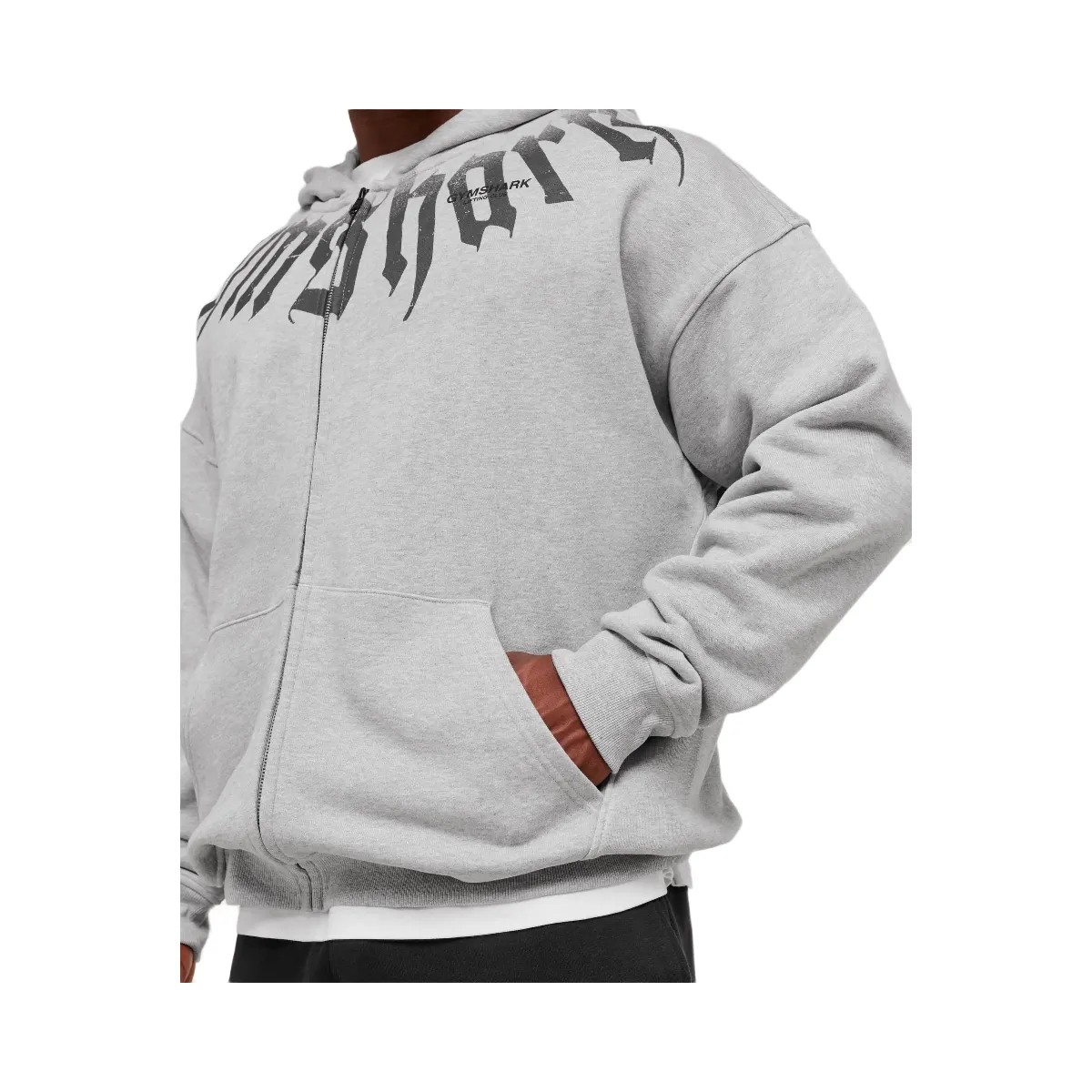 Gymshark Fade Graphic Zip Up Hoodie - Light Grey Core Marl - HypeFly India View 4