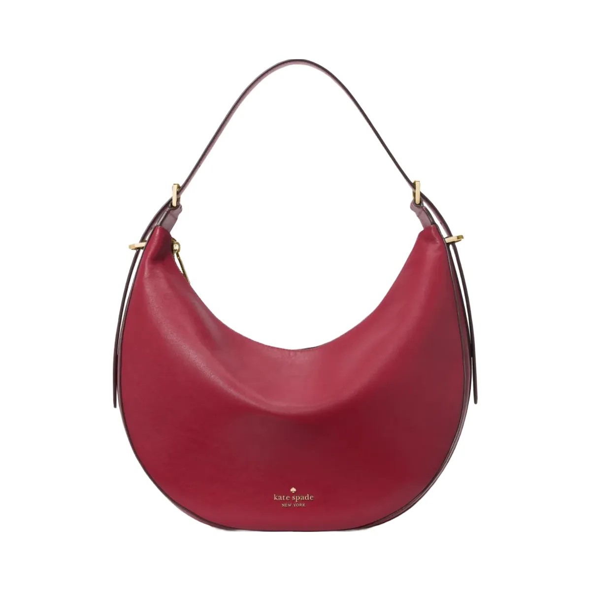 Kate Spade Nova Smooth Leather Large Crescent Shoulder Bag Red Jam - HypeFly India View 1