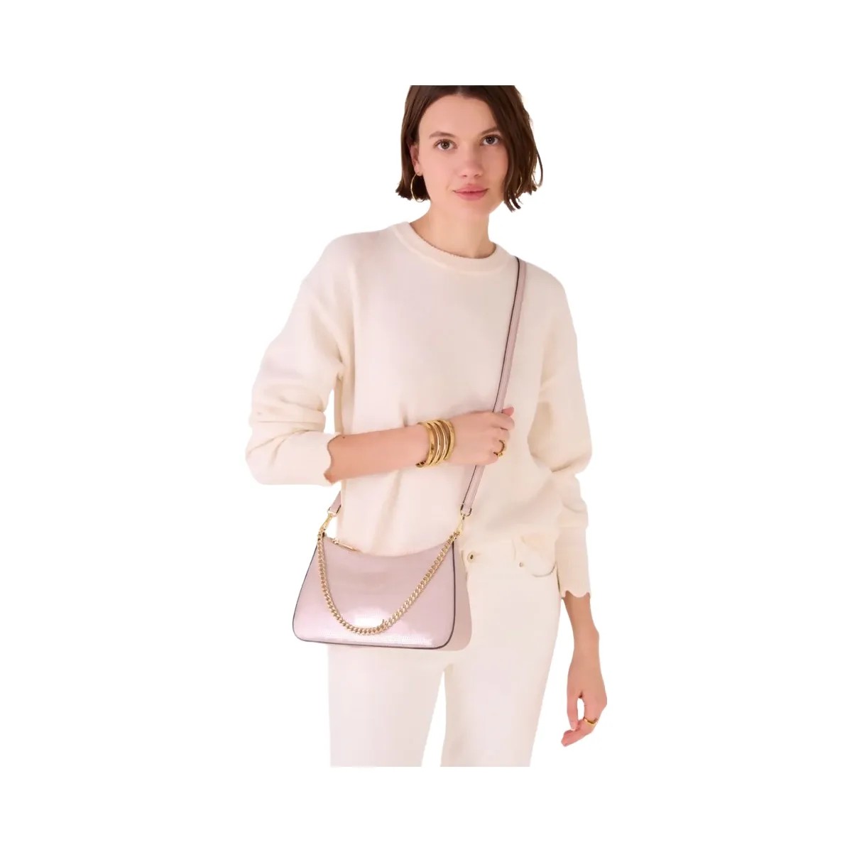 Kate Spade Margot Satin Sequin Convertible Crossbody Rose Smoke - HypeFly India View 2