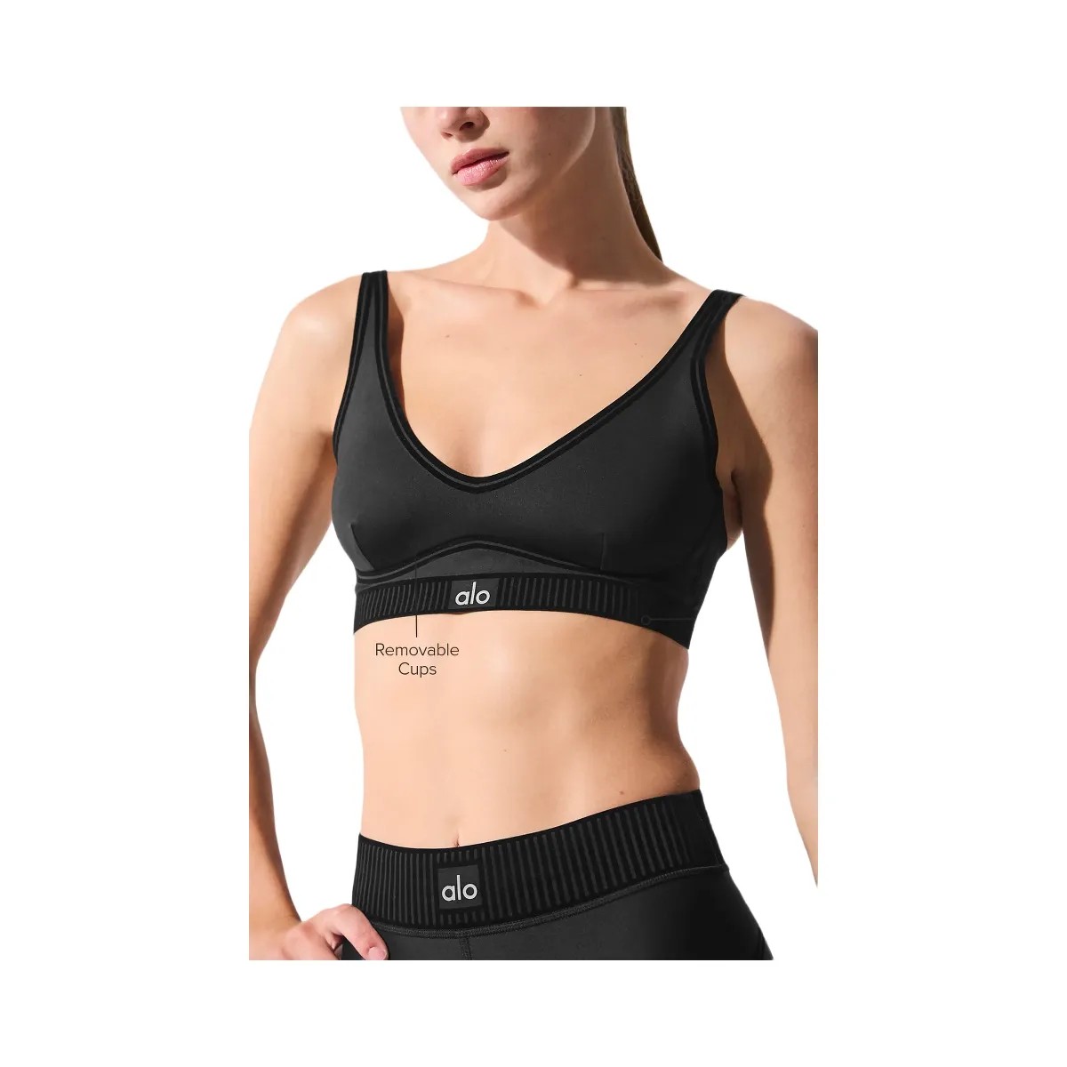 Alo Women's Airlift Line Up Bra - Black - HypeFly India View 1