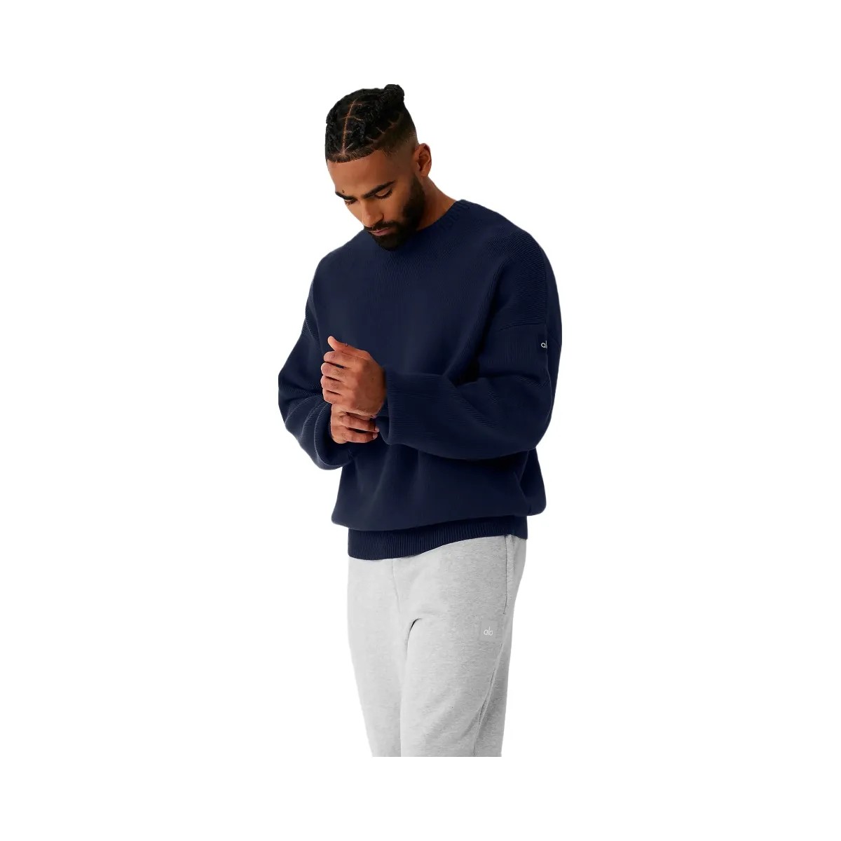 Alo Men's Scholar Crew Neck Sweater - Navy - HypeFly India View 2