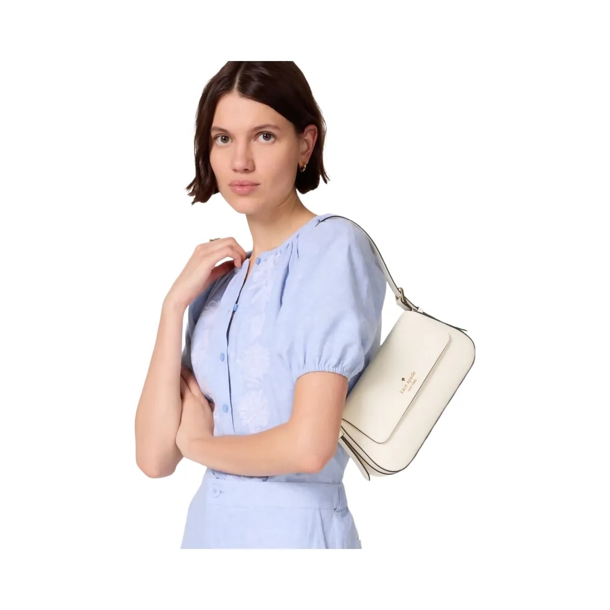 Kate Spade Madison Saffiano Leather Small Flap Shoulder Bag Meringue - HypeFly India View 2
