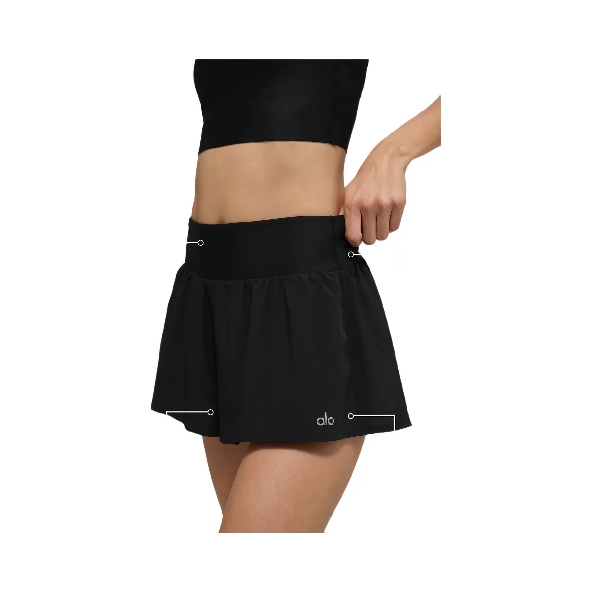 Alo Women's Victory Running Short - Black - HypeFly India View 1