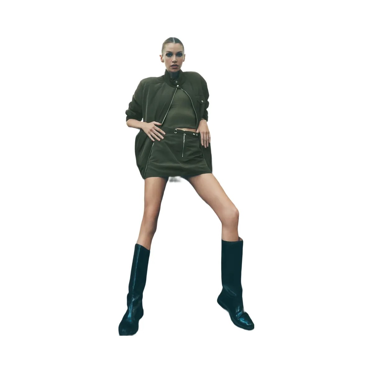 Alo Women's Work It Mini Skirt - Green Olive - HypeFly India View 6