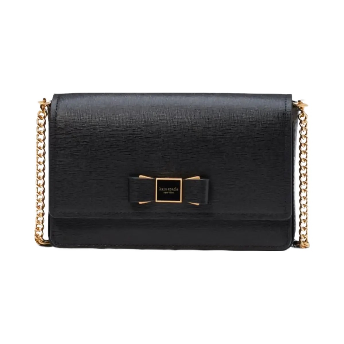 Kate Spade Morgan Bow Embellished Flap Chain Wallet Black - HypeFly India View 1