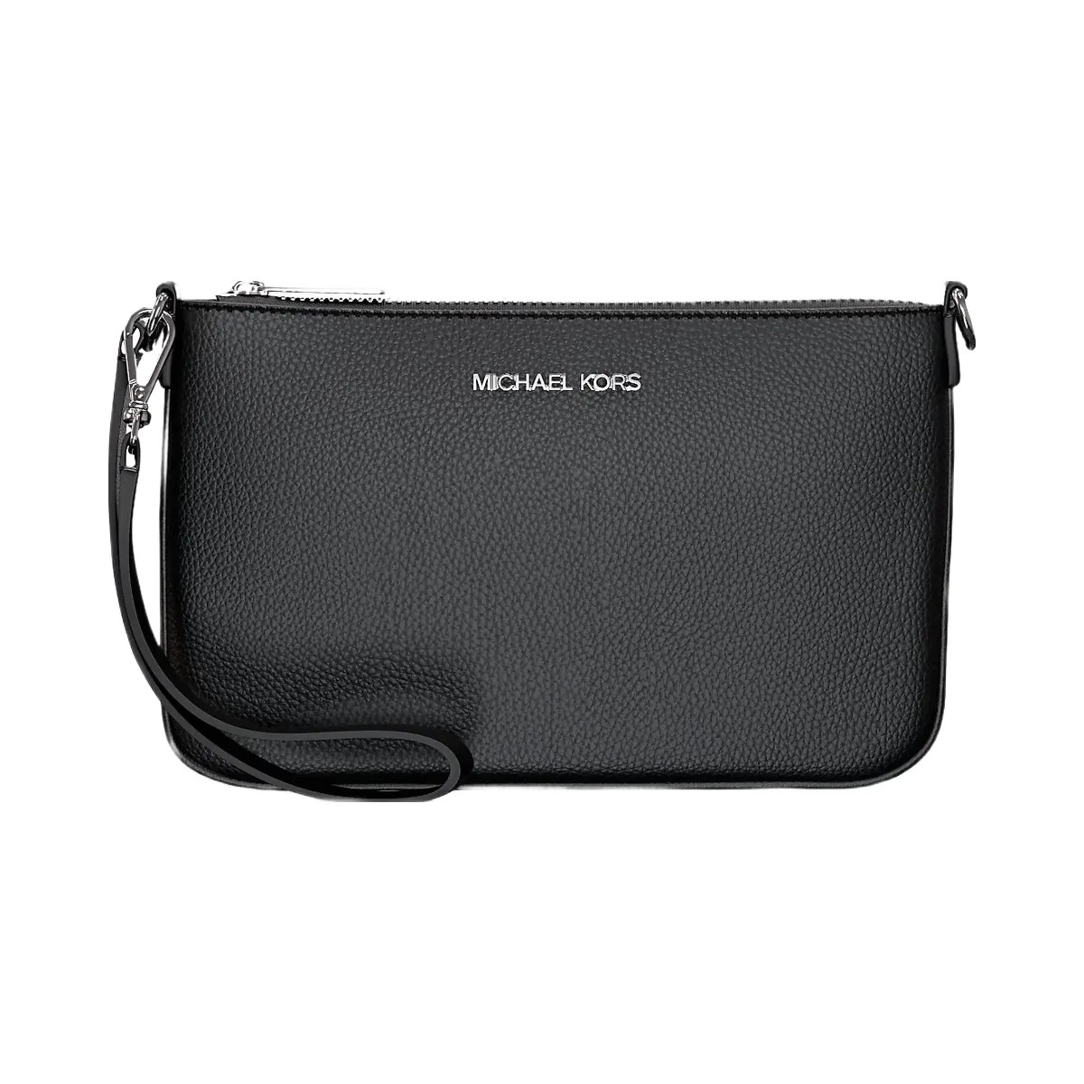 Michael Kors Jet Set Small Pebbled Leather Convertible Wristlet Black - HypeFly India View 1