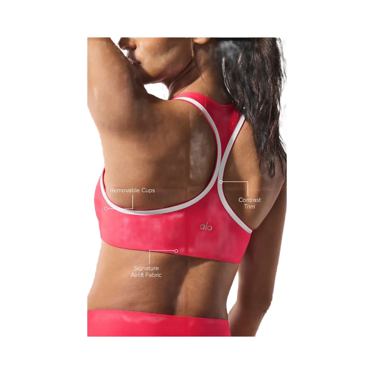 Alo Women's Airlift Super Sleek Contrast Bra - Candy Red/White - HypeFly India View 2