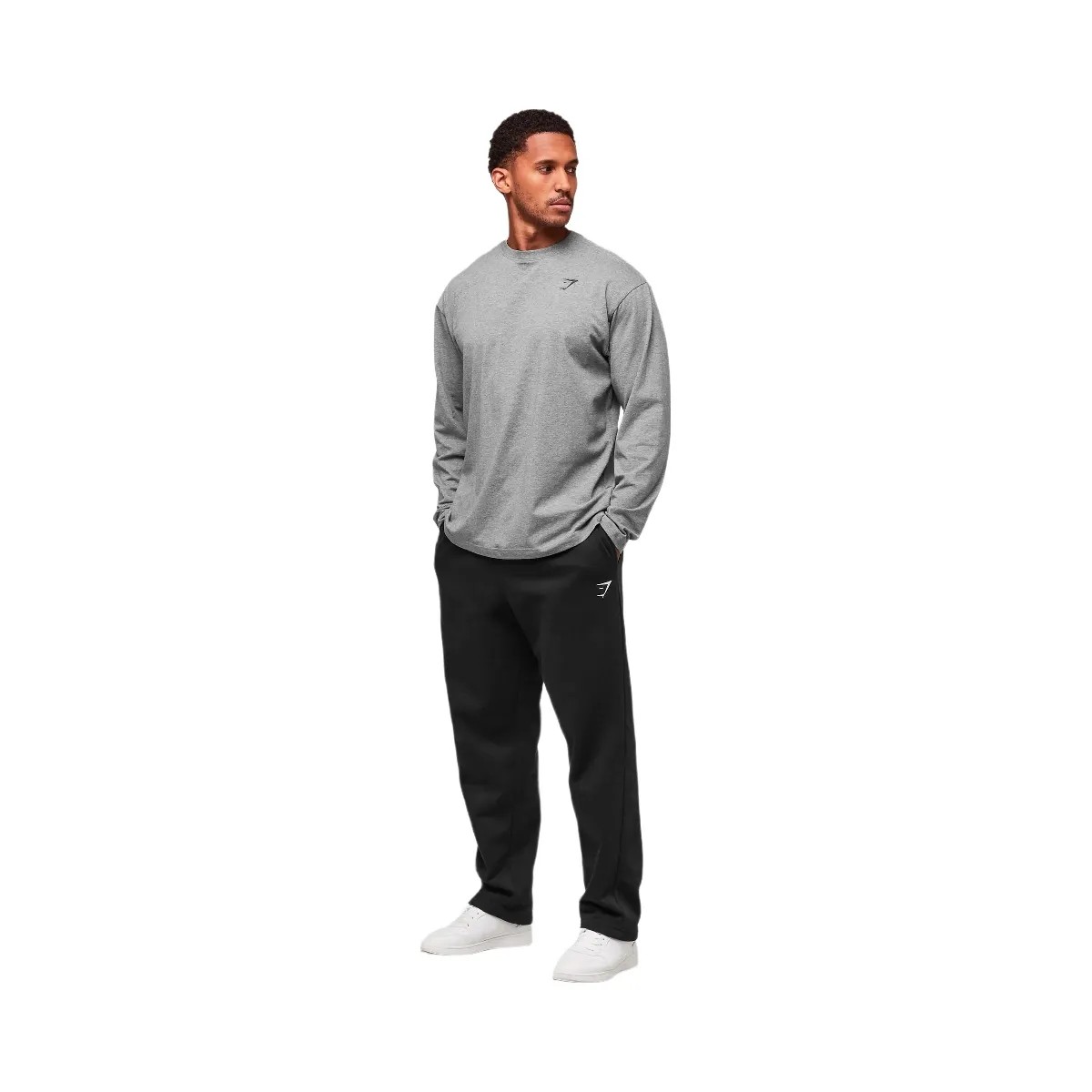 Gymshark Essential Oversized Long Sleeve T-Shirt - Charcoal Core Marl - HypeFly India View 3