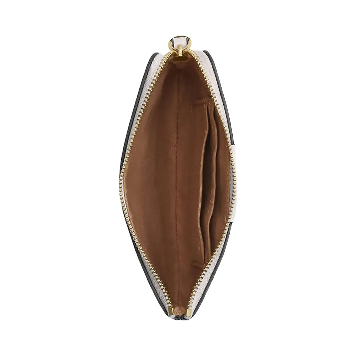 Coach Corner Zip Wristlet In Signature Canvas With Stripe Signature Canvas-Gold-White-Chalk - HypeFly India View 3