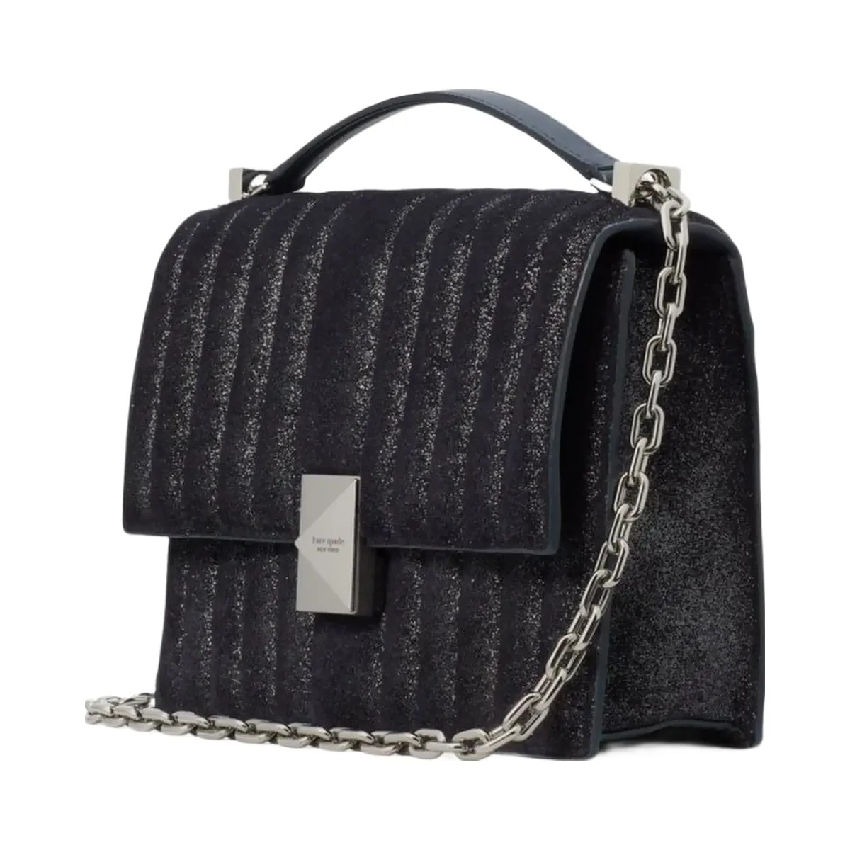 Kate Spade Deco Quilted Glitter Suede Chain Shoulder Bag Navy Multi - HypeFly India View 1