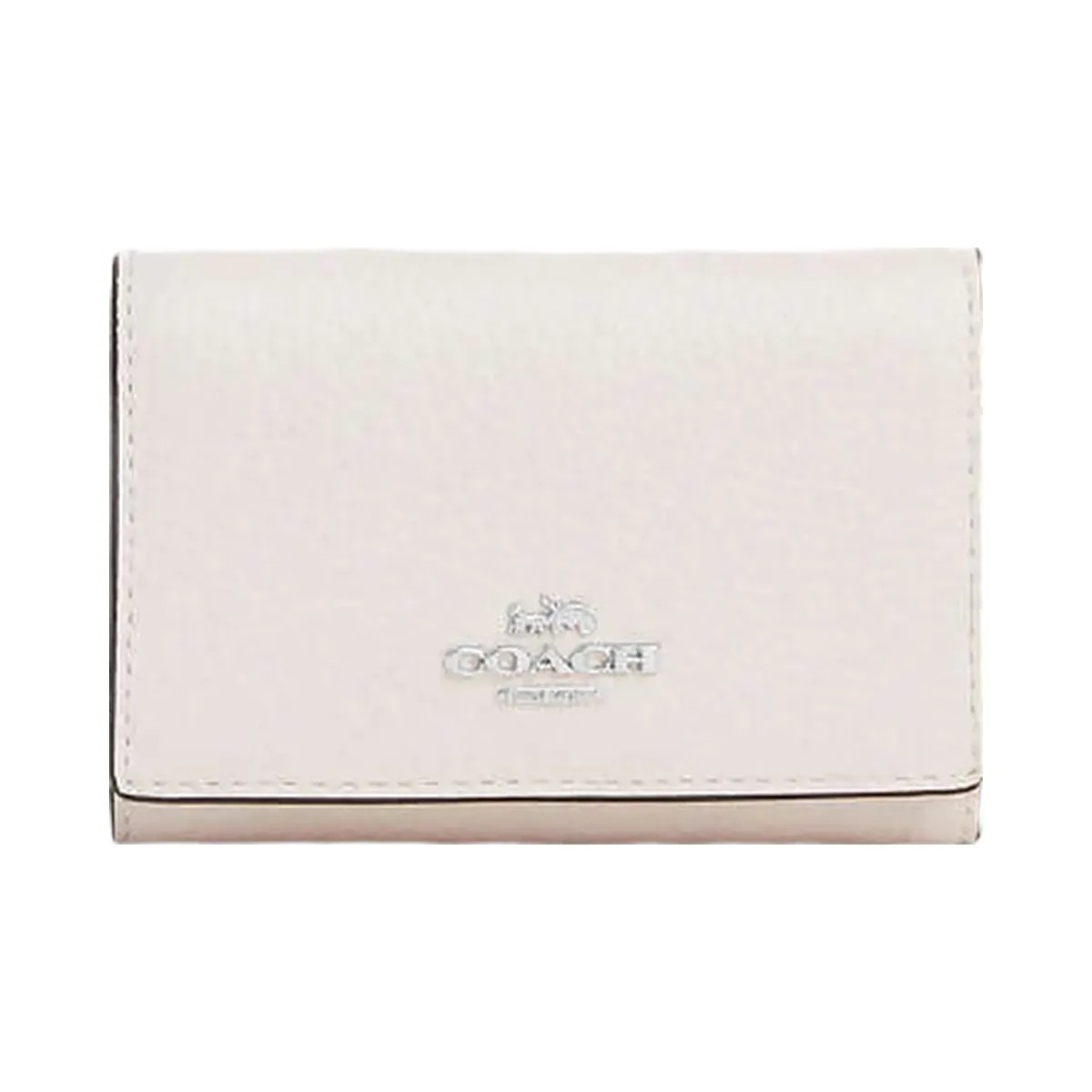 Coach Micro Wallet Pebbled Leather-Silver-Chalk - HypeFly India View 3