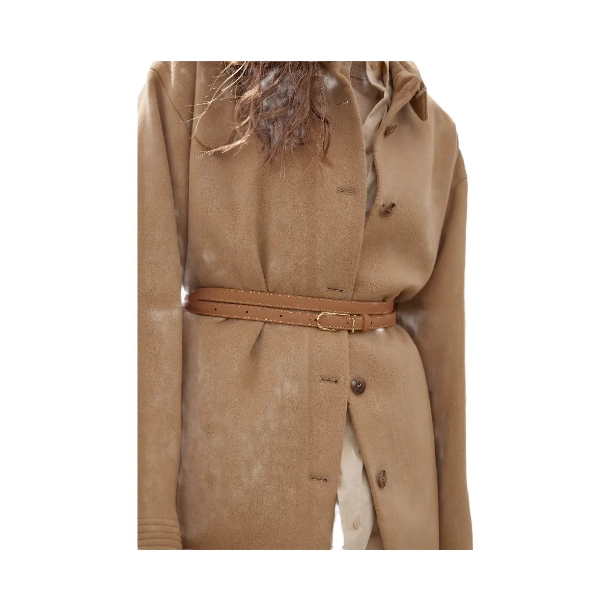 Polene Thin Umi Belt Textured Camel - HypeFly India View 4