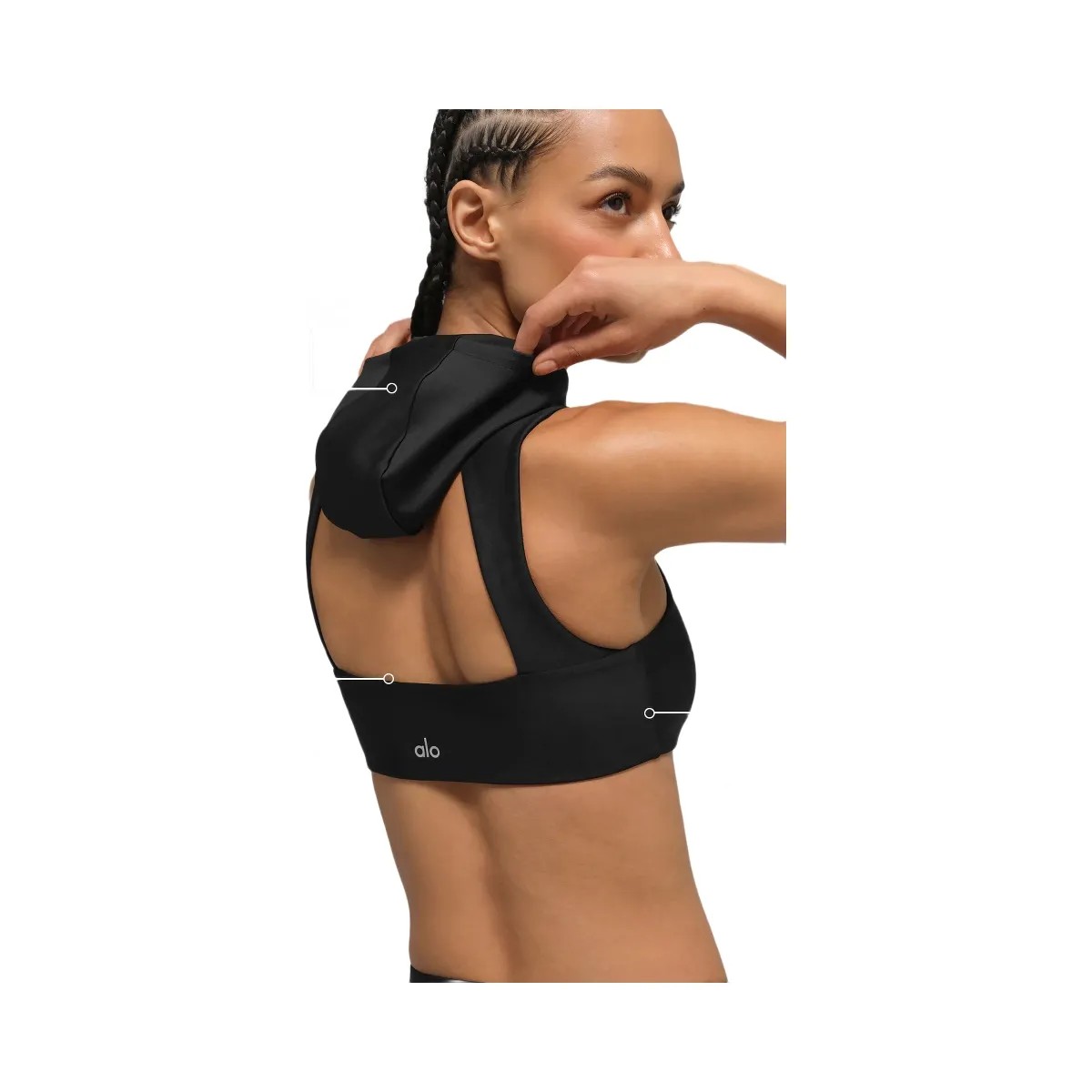 Alo Women's Airlift Light Speed Hooded Bra - Black - HypeFly India View 2