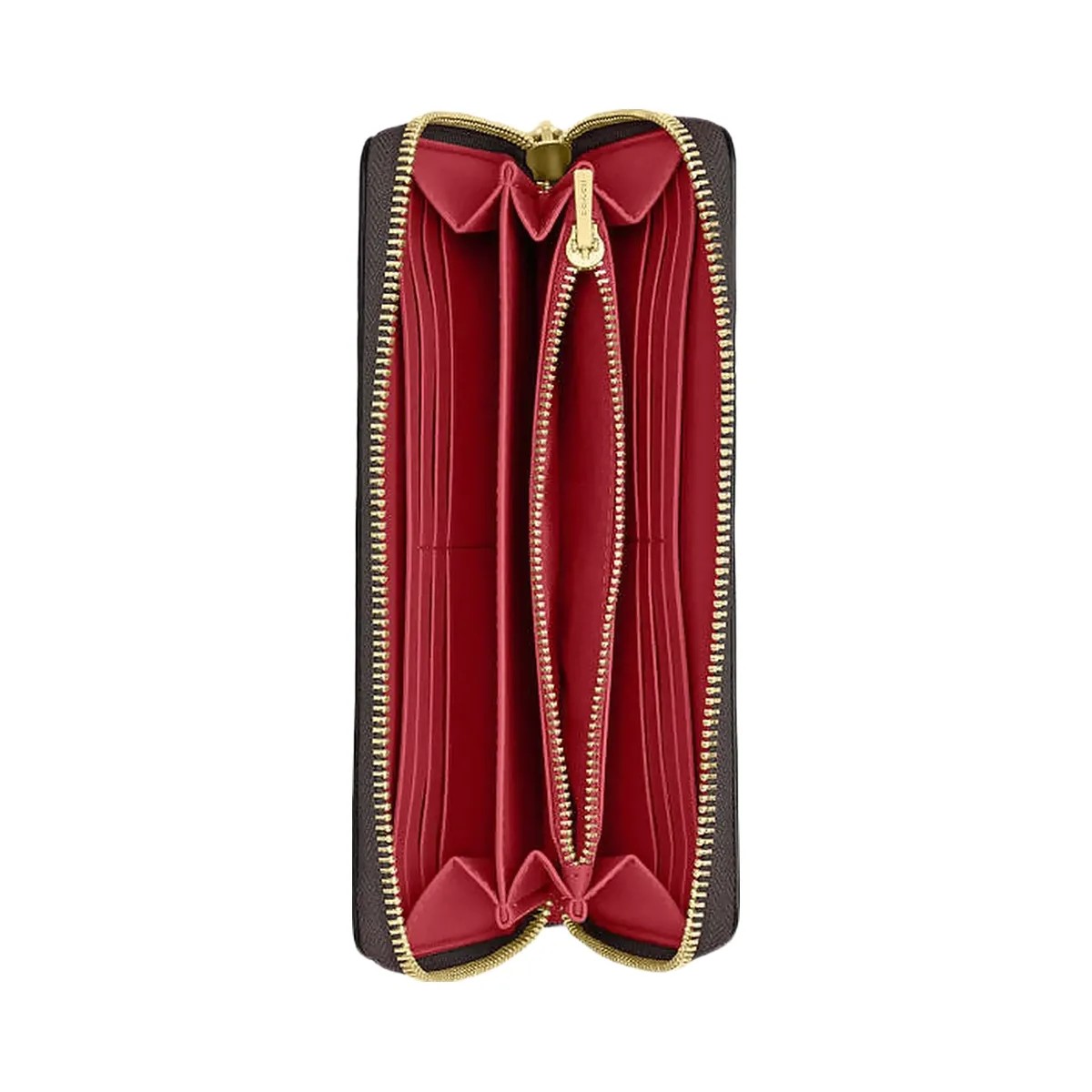 Coach Long Zip Around Wallet In Signature Canvas Signature Canvas-Im-Walnut-True Red - HypeFly India View 1