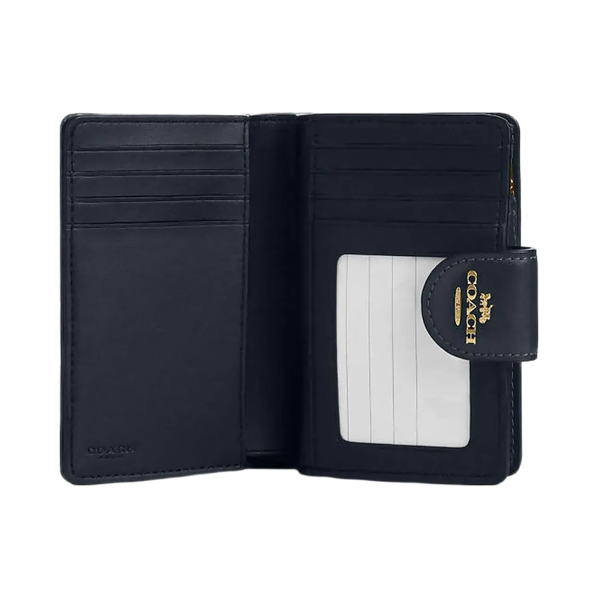 Coach Medium Corner Zip Wallet In Signature Jacquard Signature Jacquard-Gold-Navy-Midnight Navy - HypeFly India View 2