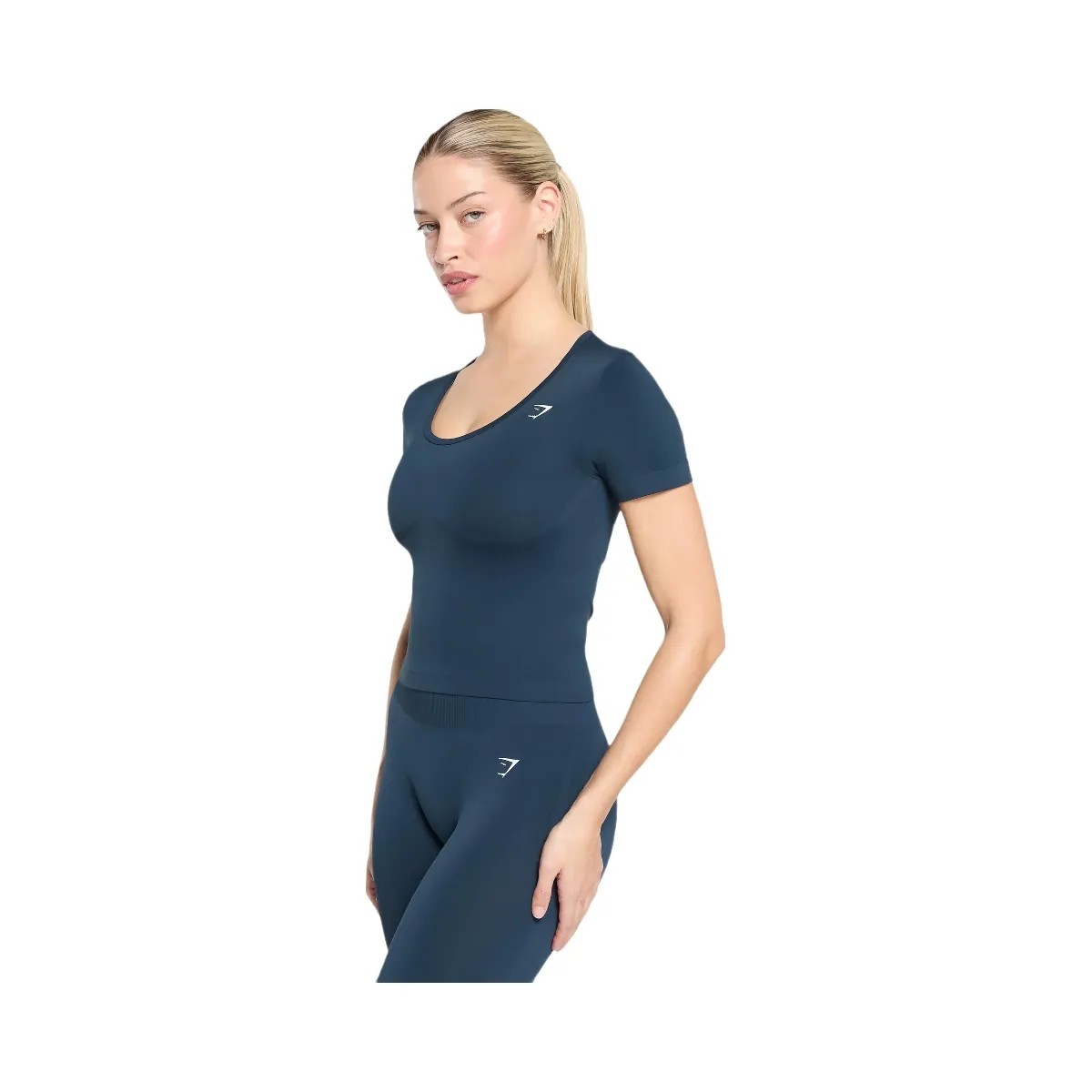 Gymshark Everyday Seamless Tight Fit Crew Neck Tee - Navy - HypeFly India View 3