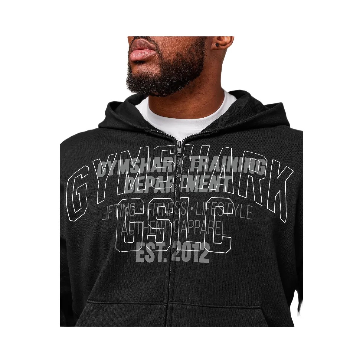 Gymshark Authentic Apparel Zip Up Hoodie - Black - HypeFly India View 2