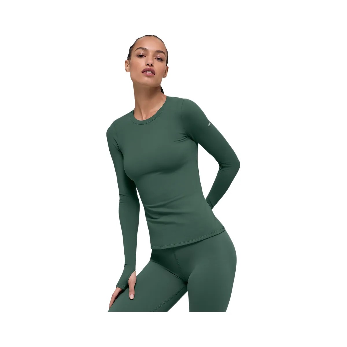 Alo Women's Airbrush Winter Warm Nocturne Long Sleeve - Clover Green - HypeFly India View 5