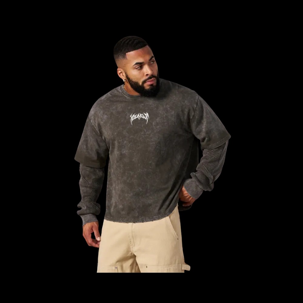 YoungLA Shadow Twofer Long Sleeves Hunter Green Wash - HypeFly India View 1