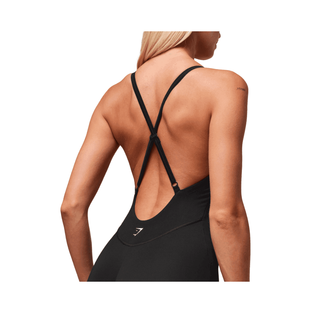 Gymshark Strappy All in One Full length Bodysuit Black/White - HypeFly India View 5