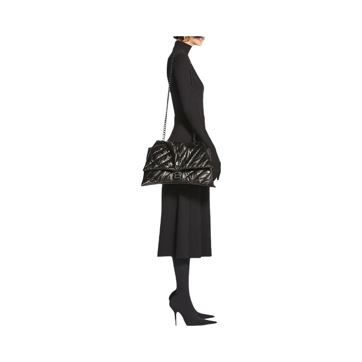 Balenciaga Crush Large Chain Bag Quilted - HypeFly India View 3