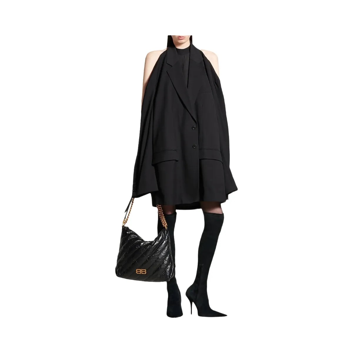 Balenciaga Crush Medium Quilted Hobo Bag - HypeFly India View 2