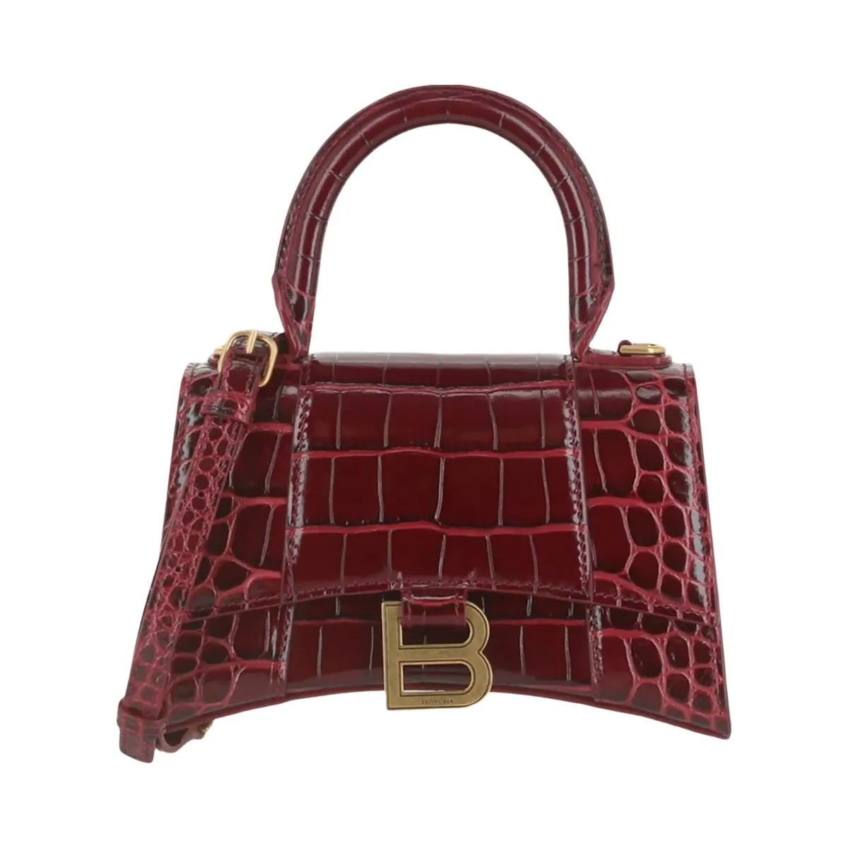 Balenciaga Hourglass Xs Top Handle Dark Red - HypeFly India View 1